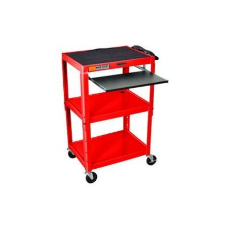 LUXOR Global Industrial Adjustable Steel Workstation With Sliding Keyboard Shelf, Red AVJ42KB-RD